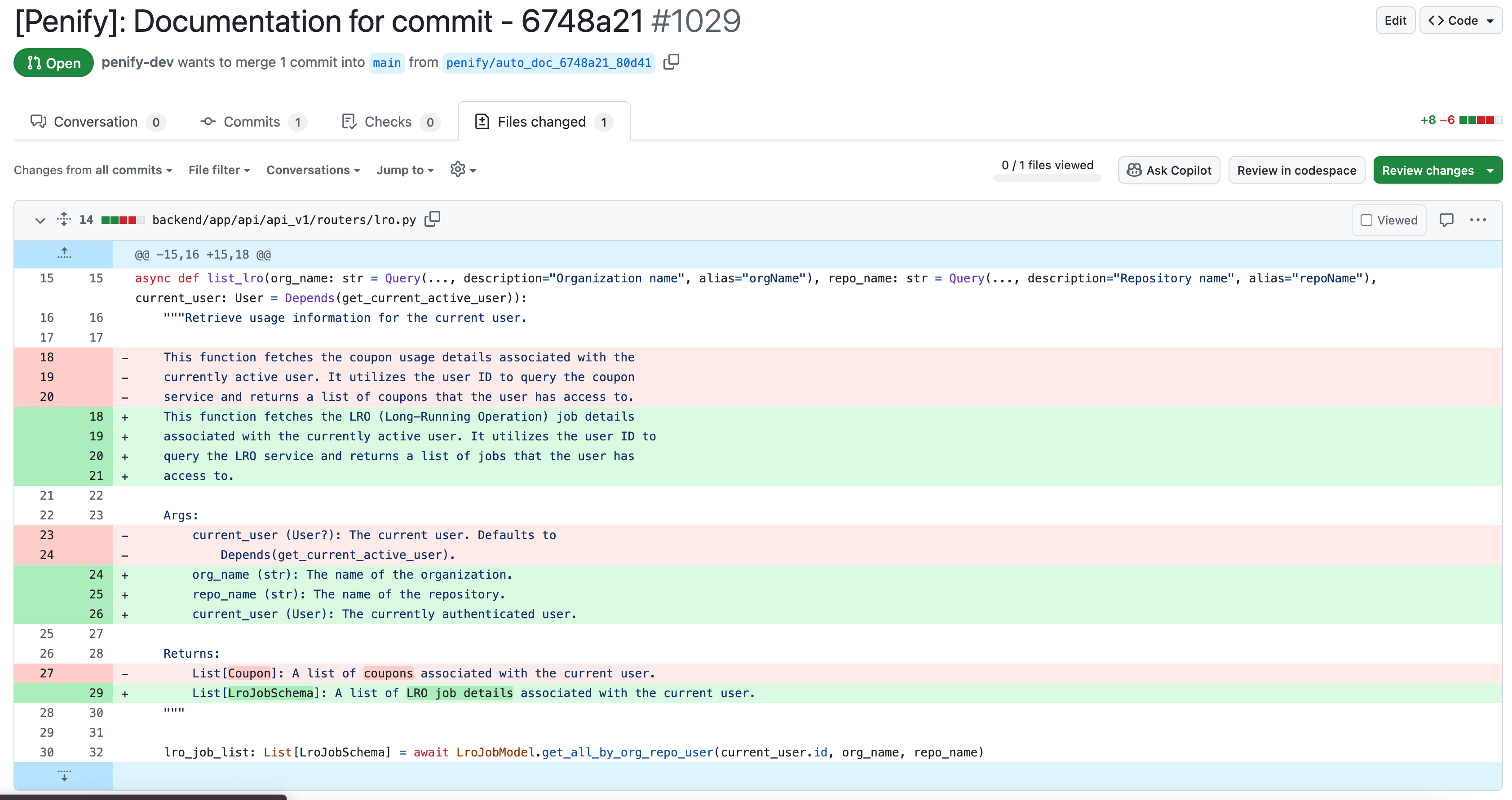 Review and Merge Placeholder